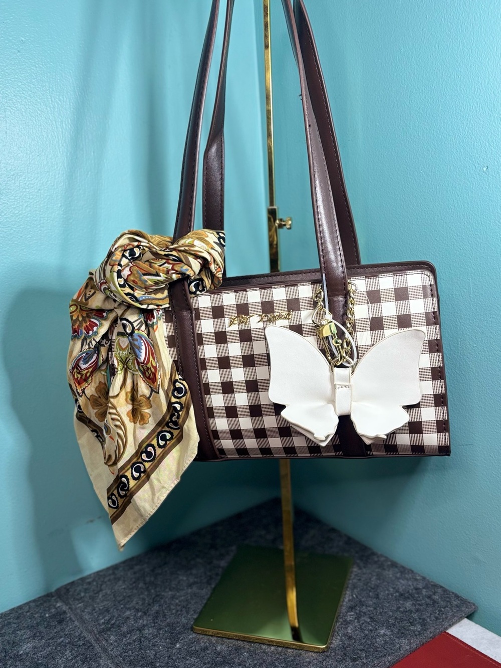 Betsey Johnson XOMACK Plaid Shoulder Bag NWT - Picture 8 of 10